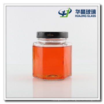 380ml Hexagon Glass Jar for Honey with Lug Lid